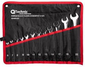 Klucze płasko-oczkowe 6-22mm zestaw 12 kluczy QTechnic