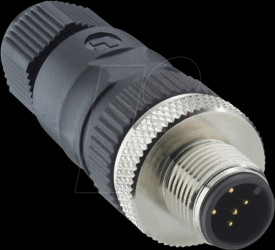 1250 04 T9CR Plug, straight, M12 ,4-pin, black