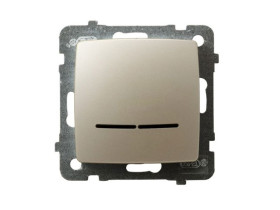 KARO Wyłącznik pojedynczy z podświetleniem niebieskim IP-20 zaciski gwintowe ecru perłowy ŁP-1SS/m/42 OSPEL