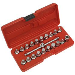 Sealey AK6586 Oil Drain Plug Key Set 21pc 3/8&quot;Sq Drive