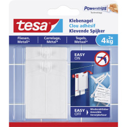 tesa 77766-00000-00 Self-adhesive Nail white 2pcs tool-free mounting 4kg