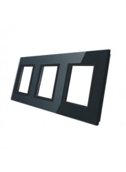 Livolo POTRÓJNA CZARNA RAMKA SZKLANA 222 x 80mm Livolo-GPF-3-62