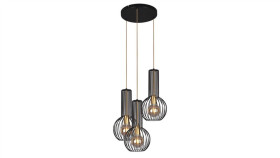 Lampa Wisząca Arvi Black, Druciane Klosze Na E27, Czarno- Złota K-4522 Kaja...