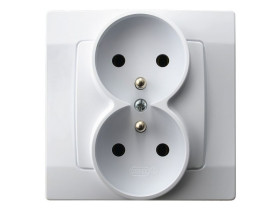 KARO Gniazdo podwójne z uziemieniem IP-20 zaciski gwintowe biały GP-2SZ/00 OSPEL