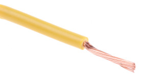 Przewód jednożyłowy linkowy 0,75 mm2 Żółty RS PRO PVC 18 AWG 500 V dł. 100m 24/0,2 mm +70°C BS 6004, BS EN 50525-2-31,