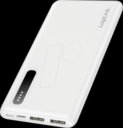 PA0311W Power bank, Li-Po, 8000 mAh, 2x USB-A, white
