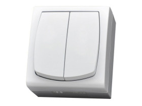 MADERA Wyłącznik dwugrupowey świecznikowy natynkowy biały ŁNH-2N/00 OSPEL