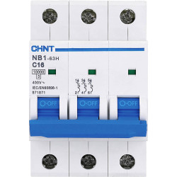 Chint 179868 NB1L Circuit Breaker 3-Pin 16A Overload &amp; Short Protection