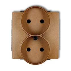 DECO Gniazdo podwójne b/u złoty metalik 8DGPR-2p