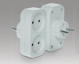 Rozgałeźnik wtyczkowy 2-gniazda b/u biały R-260