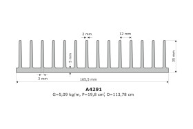 Radiator; A4291; 5,05kg/m; żebrowany; 165,5mm; 35mm; Kęty