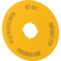 Emergency stop label, pl, en,de, it