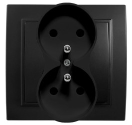 QUADRA Gniazdo podwójne z/u czarne matowe