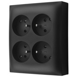Gniazdo zasilające poczwórne SIMON Aquaclick natynkowe IP20 czarne matowe 4x [2P+Z] 16A Kontakt Simon ACGZN4/49