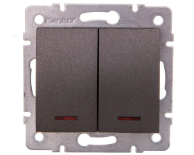 LOGI Łącznik dwugrupowy świecznikowy z LED śrubowy 10AX 250V grafit 021120141 25257