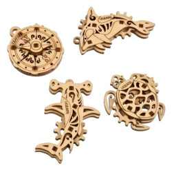 U-Fidgety Ocean Atlantycki - 4 modele mechaniczne do składania - fornir - 38 elementów - Ugearsmodels