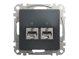 SEDNA DESIGN & ELEMENTS Gniazdo komputerowe 2xRJ45 kat.5e STP czarny antracyt SDD114452S SCHNEIDER ELECTRIC