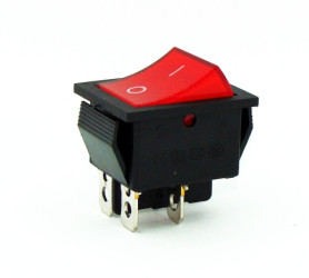 KCD6-R przełącznik kołyskowy chwilowy podświetlany czerwony OFF-(ON)