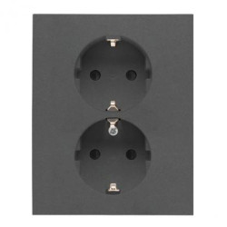 Simon 55 Gniazdo Schuko z przesłonami podwójne 16 A, 250 V~, zaciski śrubowe Grafitowy mat TGSZ2PZFAR/116