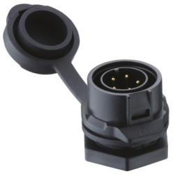 Panel plug, 3 pole, solder connection, quick locking, straight, 2430 03 T18CB100