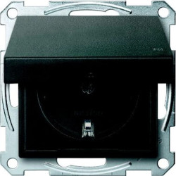 Gniazdo wtykowe SCHUKO z klapką i przesłoną, IP44, b.śrub., antracyt, Sys M MTN2314-0414