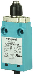 Switch, 3 pole, 2 Form A (N/O) + 1 Form B (N/C), pin plunger, stranded wires, IP67, NGCPB10AX01M