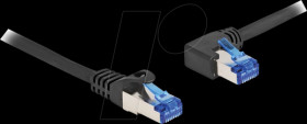 80217 Patch cable, Cat.6a, S/FTP, straight/left angled, 0.5 m, black