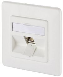 Metz Connect 1309111002-E Gniazdo sieciowe podtynkowy wkład z płytką centralną i ramką CAT 6a 1 Port czysty biały