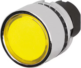Pushbutton switch, illuminable, latching, waistband round, yellow, front ring silver, mounting Ø 22.3 mm, 46-2234.31G0.000