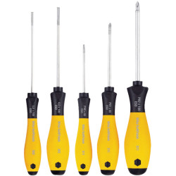 Wiha 302ESDHK501 27252 SoftFinish&#xAE; ESD Slotted/ Phillips Screwdriver Set - 5pc