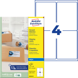 J8169-25 100 labels, for packages/packets, white