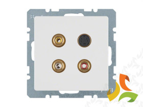 BERKER Q.1/Q.3/Q.7 Gniazdo multimedialne 3xCinch 1xS-Video biały aksamit 3315326089 HAGER