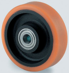 Kółko do wózka, Lite, Poliuretan, Brązowy, obc.: 1100kg, śred.: 125mm, szer.: 50mm