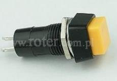 Przełącznik przyciskowy kwadratowy plastik 80B off-(on), żółty