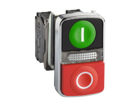 Przycisk podwójny zielony/czerwony LED 24V metalowy typowa I/O XB4BW73731B5 SCHNEIDER ELECTRIC