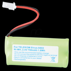 Cordless phone battery, NiMH, 2,4 V, 750 mAh