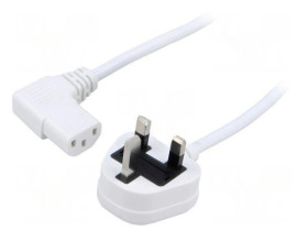 SN24-3/07/1.5WH Kabel: 3x0,75mm2, BS 1363 (G) wtyk,IEC C13 żeński kątowy prawy