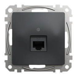 Gniazdo komputerowe RJ45 kat. 6 UTP, czarny antracyt, Sedna Design i Elements SDD114461