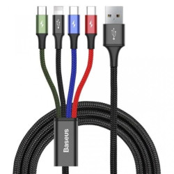 Zestaw kabli zasilający Baseus CA1T4-B01 (USB - Lightning, Micro USB, USB typu C 1,2m kolor czarny)