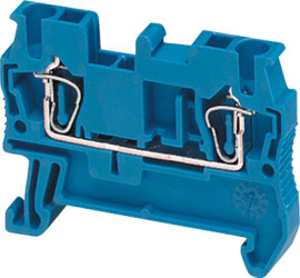 Terminal block, 2 pole, 0.2-2.5 mm², clamping points: 2, blue, spring balancer connection, 24 A, NSYTRR22BL