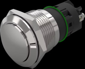 Vandal-proof pushbutton switch, silver, unlit , mounting Ø 19 mm, IP65/IP67, 82-5162.2000