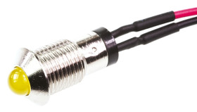 Lampka kontrolna do montażu panelowego 2.8V, Żółta 8mm LED Chrom Wyprowadzenia Marl