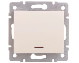 LOGI Łącznik jednobiegunowy z LED śrubowy 10AX 250V kremowy 021110103 25138