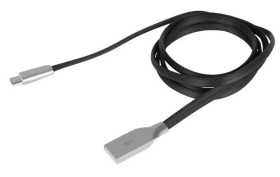 Kabel USB 2.0 A / micro-B (wtyk / wtyk) płaski czarny 1m