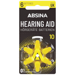 Absina 401021 ZA 10 Hearing Aid Battery 6 pieces 1.4V Zinc-Air Long Life