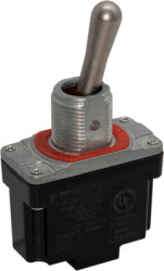 Toggle switch, metal, 1 pole, latching/groping, On-Off-(On), 15 A/277 VAC, silver-plated, PT107SQQ