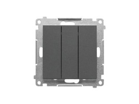 SIMON 55 Wyłącznik zwierny przycisk potrójny z podświetleniem LED szybkozłącza grafitowy mat TP31L.01/116 KONTAKT SIMON