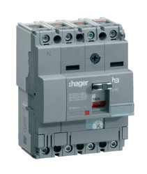 Wyłącznik kompaktowy MCCB, 4-biegunowy, 125A, 220/415V, Montaż na szynie DIN, Hager, HHA