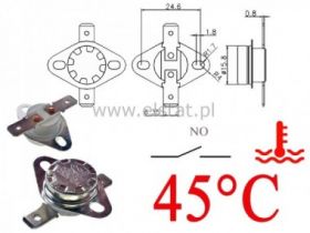 Termostat bimetaliczny 250VAC 10A 45°C poziomy NO