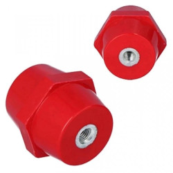 Izolator Wsporczy Sześciokątny M5 Czerwony Z Poliestru 400V H=25mm